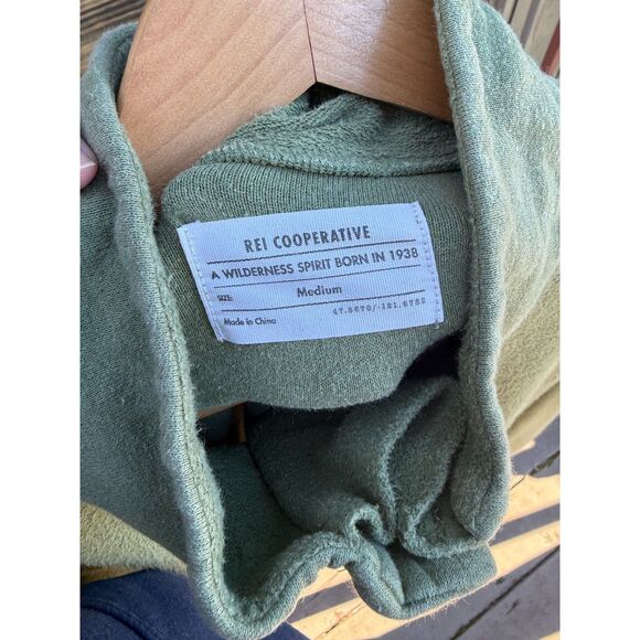 REI Co-op Green Hemp Cotton Mock Neck Snap Pullover Sweatshirt Women's Medium‎ - Picture 5 of 6